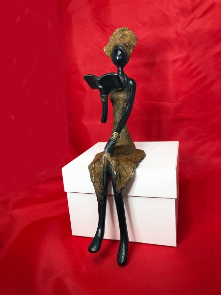 Reading African Woman - Bronze